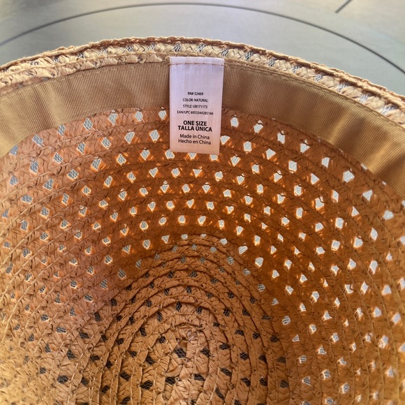 Tan Woven Straw Fedora Hat with Pinched Crown - Picture 3 of 4